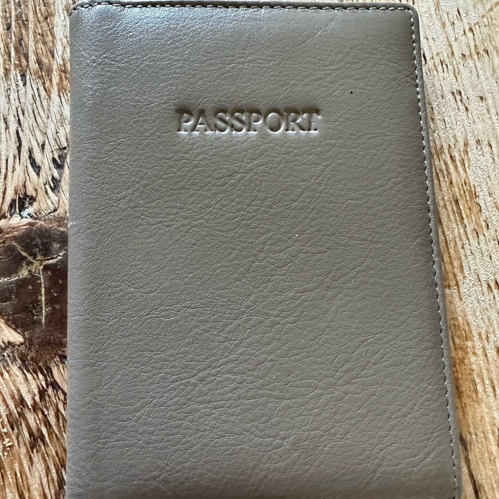 Gray Leather Passport Holder